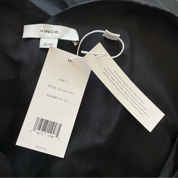 Vince V-Neck Tie Back Flutter Sleeve Black Tencel Midi Dress V870851492 NWT XL - Picture 10 of 12